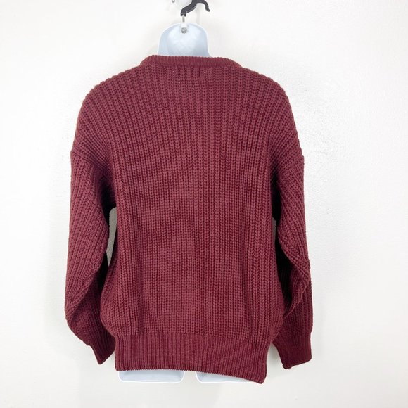 Mountain Tek Sweater Men Medium Maroon Knit Pullover Crew Heavyweight Vintage - Picture 2 of 9